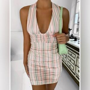 Tiger Mist Carmens Ruched Mini Dress